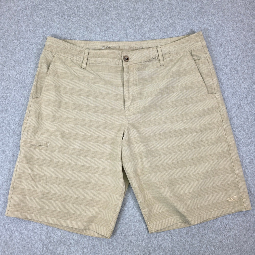 O'Neill Crossover Hybrid Boardshorts Men's Size 40 Tan Striped Quick-Dry